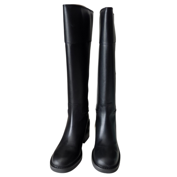 Michael Kors Carlisle Black Leather Pullon  Knee-High Boots - Picture 5 of 11